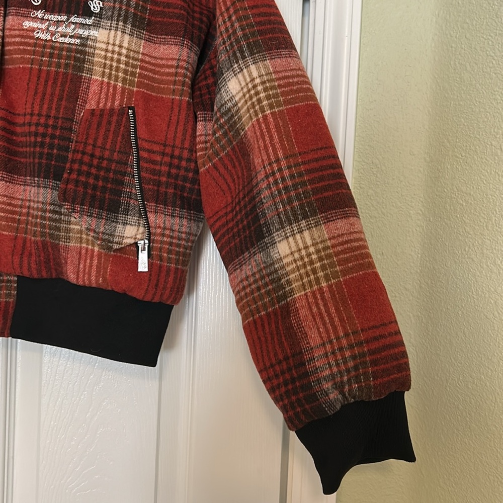 Darc Sport Red Plaid Bomber Jacket - Picture 5 of 14